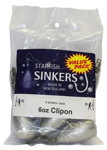 Starfish Clipon Sinker Value Pack 6oz (6 per pack)