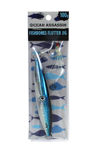 Ocean Assassin Fishbones Flutter Jig - Blue 100g