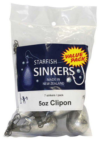 Starfish Clipon Sinker Value Pack 5oz (7 per pack)