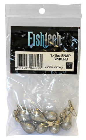 Fishtech Snap On Sinker 1/2oz (7 per pack)