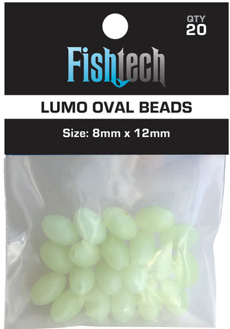 Fishtech Beads Lumo Oval 8mm x 12mm 20 Pack