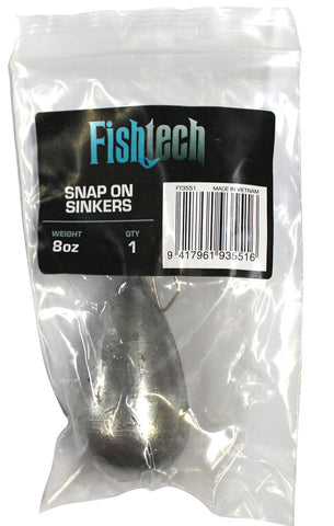 Fishtech Snap On Sinker 8oz (1 per pack)