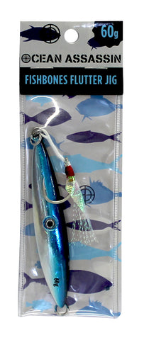 Ocean Assassin Fishbones Flutter Jig - Blue 60g