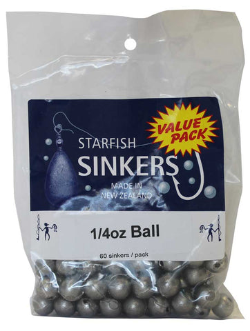 Starfish Ball Sinker Value Pack 1/4oz (60 per pack)
