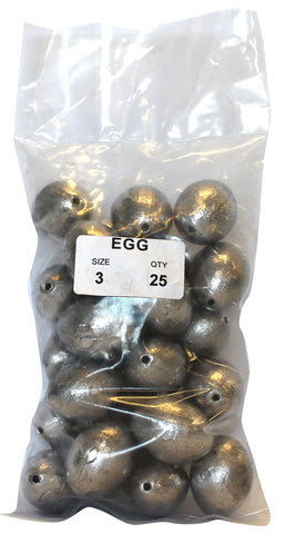 Egg Sinker Bulk Pack 3oz (25 per pack)