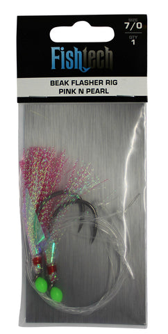 Fishtech 7/0 Beak Economy Flasher Rig - Pink n Pearl