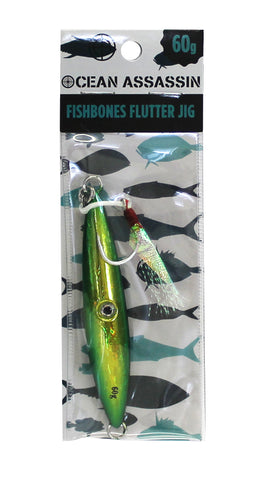 Ocean Assassin Fishbones Flutter Jig - Green 60g