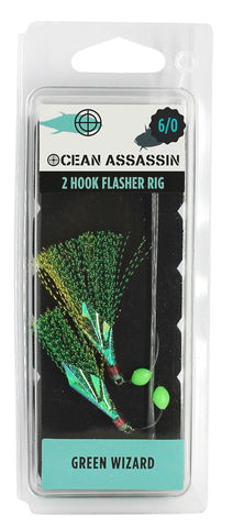 Ocean Assassin Green Wizard Flasher Rig - 6/0