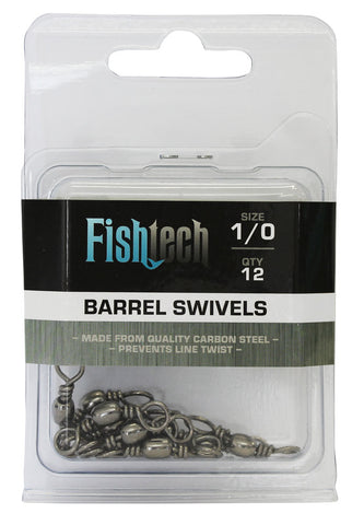 Fishtech 1/0 Barrel Swivels (12 per pack)