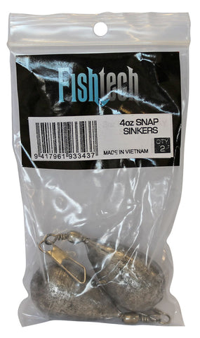 Fishtech Snap On Sinker 4oz (2 per pack)