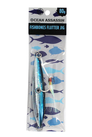 Ocean Assassin Fishbones Flutter Jig - Blue 80g