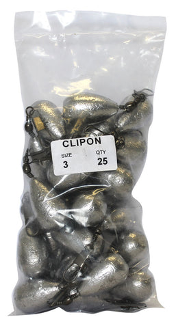 Clipon Sinker Bulk Pack 3oz (25 per pack)