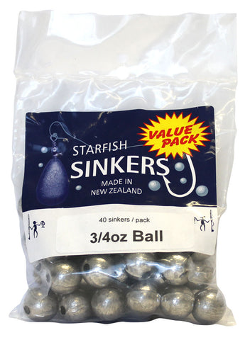 Starfish Ball Sinker Value Pack 3/4oz (40 per pack)