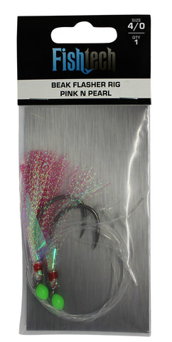 Fishtech 4/0 Beak Economy Flasher Rig - Pink n Pearl