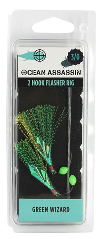Ocean Assassin Green Wizard Flasher Rig - 3/0