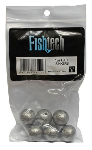 Fishtech Ball Sinkers 1oz (6 per pack)