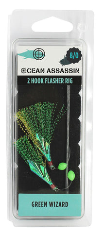 Ocean Assassin Green Wizard Flasher Rig - 8/0