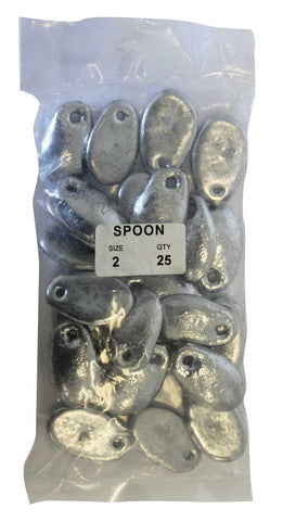 Spoon Sinker Bulk Pack 2oz (25 per pack)