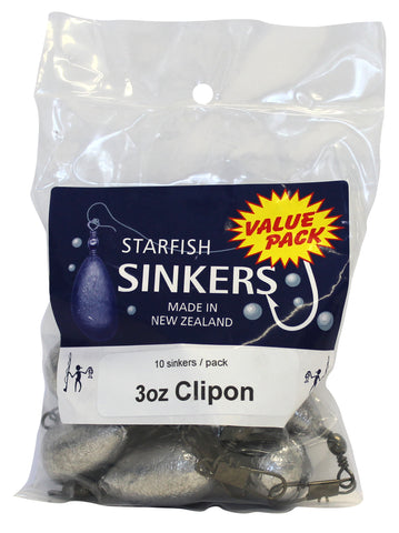 Starfish Clipon Sinker Value Pack 3oz (10 per pack)